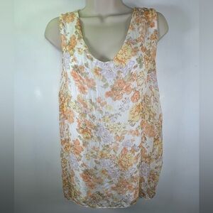 Giusy women’s silk floral sleeveless blouse size medium